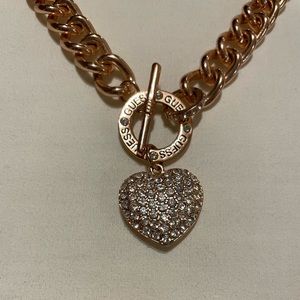 Guess rose gold choker with sparkly heart!